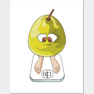 Pear shaped pear on a scale Posters and Art